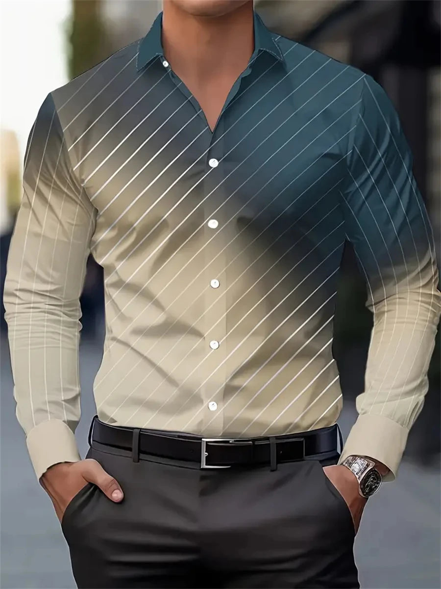 Elegant men's Printed long-sleeved Shirt Suitable For Spring And Autumn Fashionable Handsome high-quality Lapel men's Tops