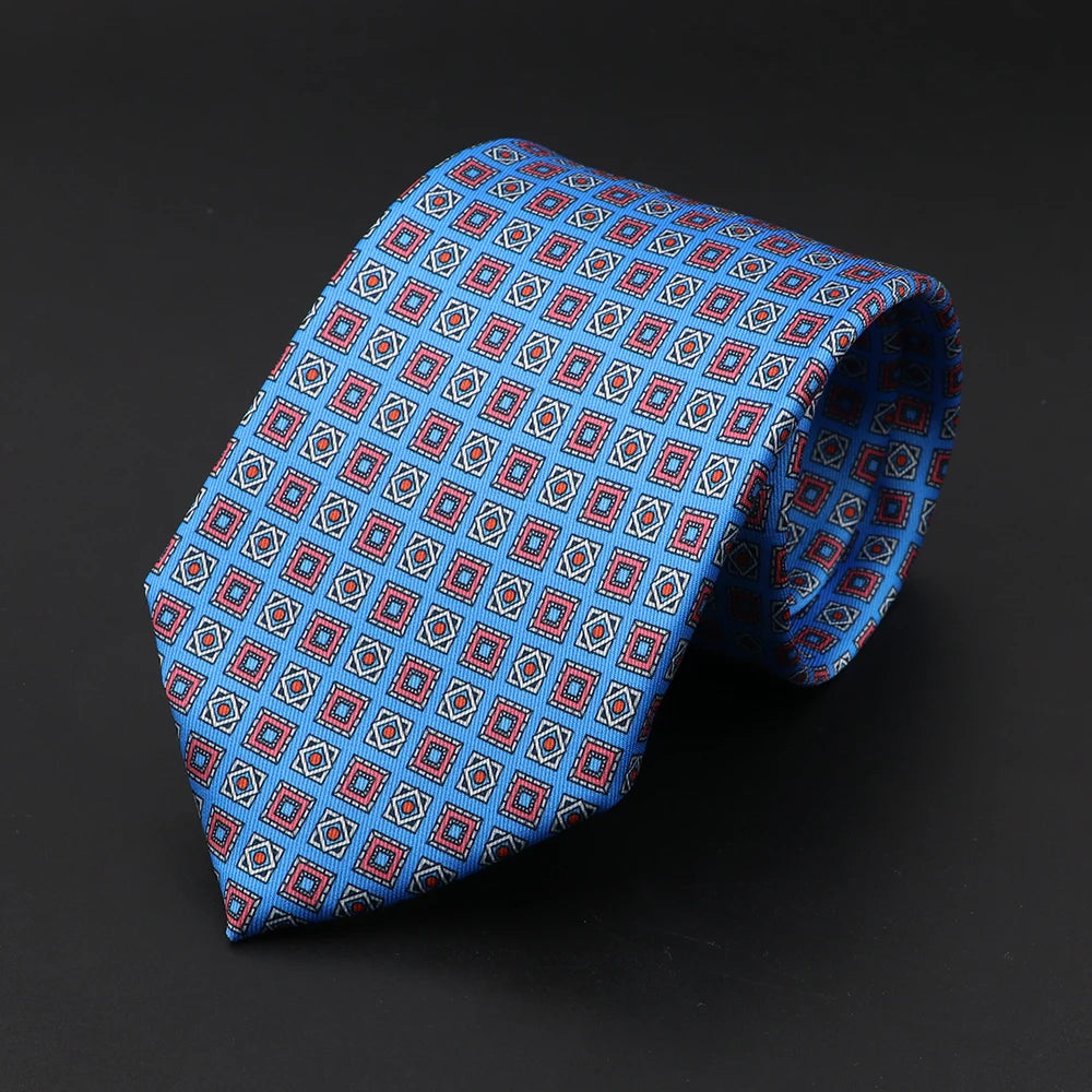 New High Quality Soft Silk Ties 51Colors Fashion 7.5cm Geometric Pattern Necktie For Men Wedding Business Meeting Suit Gravata