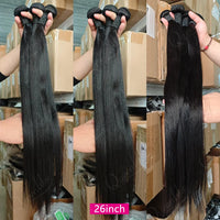 30 40inch Straight Human Hair Bundles with 5x5/6x6 Closure Brazilian Raw Bundles 100%Human Hair 13x4 Frontal Closure And Bundles