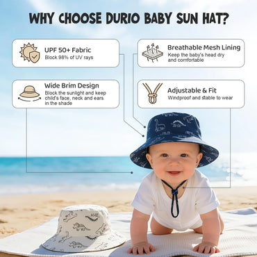 Children Fisherman Sun Hat Unisex UPF 50+ Sun Protection Outdoor Beach Hat Mesh Breathable Dinosaur Print Wide Brim Bucket Hat