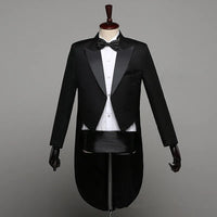 2025 Two Pieces Tailcoat Suit Men's Classic Lapel Tail Tuxedo Coats Pants Sets Men Wedding Groom Dress Up Stage Perform Costumes