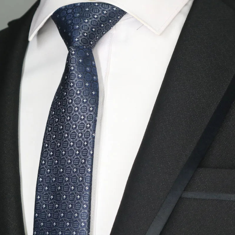 New Slim Narrow Skinny 6CM Mens Necktie Neck Ties For Man Plaids Polka Dot Stripes Jacquard Cravat Business Party Corbatas