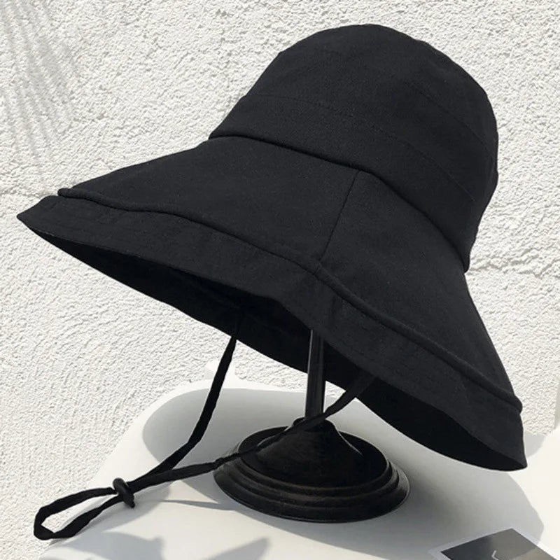 Wide Brim Anti-UV Fisherman's Hat Women Outdoor Hiking Camping Beach Sun Protection Hats Woman 2026 Summer Adjustable Bucket Hat