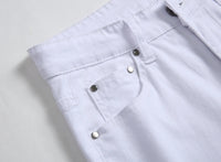 Punk Street Style Ripped Skinny Jeans Men Vintage Wash Solid Denim Trouser Mens Casual Slim Fit Pencil Denim Holes Pants 2024