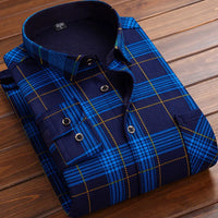 2025 Men's Autumn Winter Casual Long Sleeve Plaid Shirt Thick Warm Men's Casual High Quality Soft Large Size Warm Shirt Tops 4XL