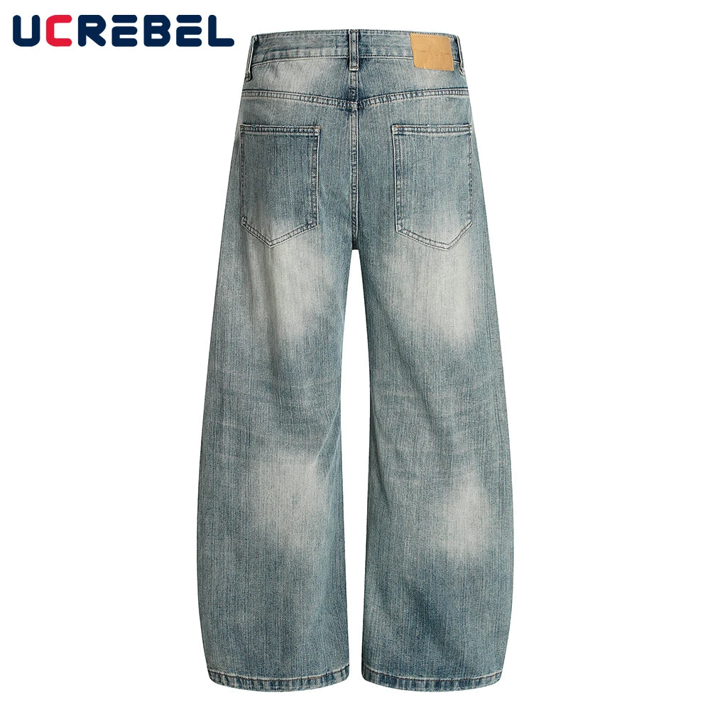 Ripped ARC 3D JEANS Mens Retro High Street Washed Distressed Loose Wide Leg Denim Pants Men
