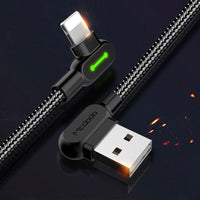 Mcdodo USB Cable Lightning Fast Charging Data Cord For iPhone 14 13 12 11 Pro Max X IOS 90 Degree Right Angle Phone Charger Line