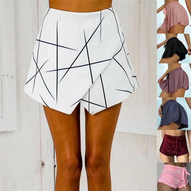 Hot Geometric Ladies Shorts Skirts Women Summer Shorts Women Office Lady Vintage Sexy Short Pants Feminino Spodenki Damskie