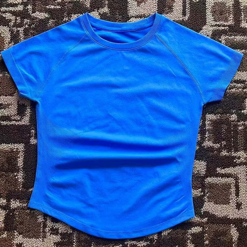 Impact L0g0DF Short Sleeve Top Women Running Sports T Shirt Summer Short Sleeve Round Neck Breathable Stretchy Gym Yoga Fitness