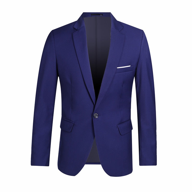 Blue Men Blazers Work Office 2022 Men Tuxedos For Formal Occasions Pockets Coat Blazers