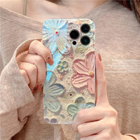 Fashion Flowers Glitter Laser Phone Case For iPhone 15 Pro Max 14 13 12 11 X XS XR 7 8 Plus SE 2020 Luxury Soft Shockproof Cover