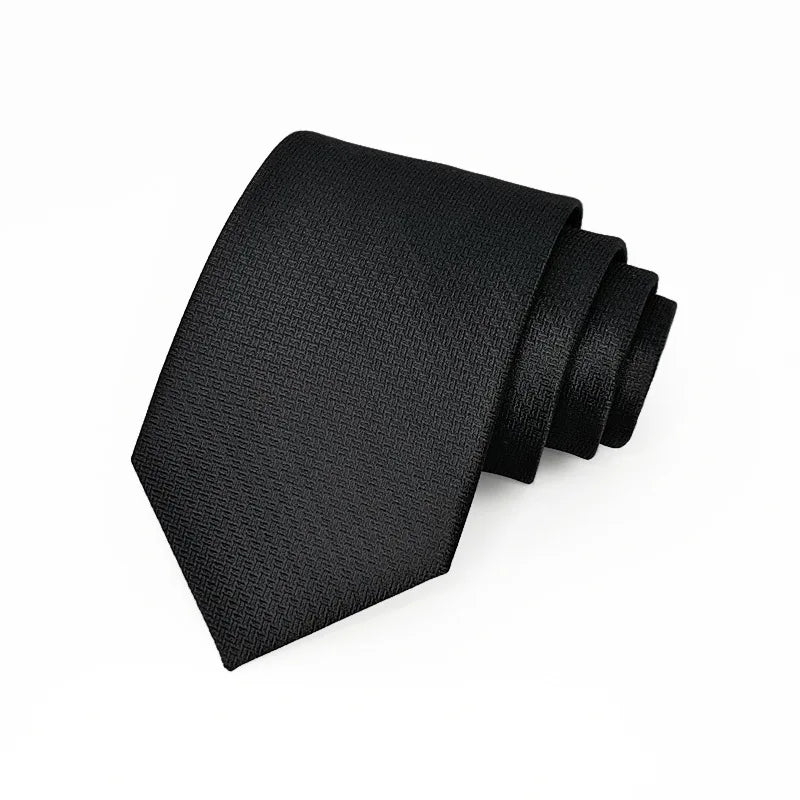 8cm Width Solid Color Striped Neck Ties For Men Trendy Gentlemen Black Wine Necktie Wedding Party