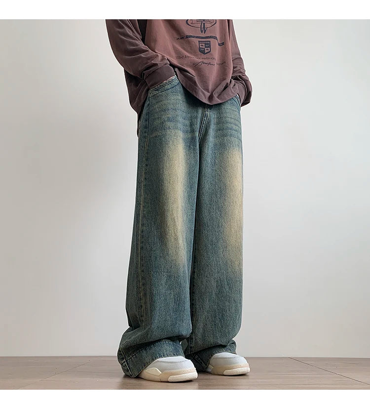 Jeans men Baggy Jeans Straight Casual Distressed Vintage Jean Pants Men Wide-leg Denim Trousers Male Oversize Streetwear Fashion