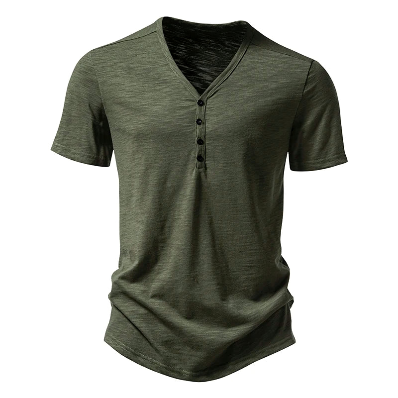 Mens Summer T-shirts Short Sleeve Buttons Men Cotton Henry Tees Shirts Light Male Henley T shirt Shirt T Casual Man Tshirts T62