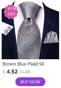 Hi-Tie Blue Business Solid 100% Silk Men's Tie NeckTie 8.5cm Ties for Men Formal Luxury Wedding High Quality Gravata