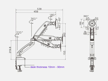 NEW NB F80 Desktop17-27" LCD LED Monitor Holder Arm Gas Spring Full Motion Gas Strut Flexi TV Mount Loading 2-9kgs