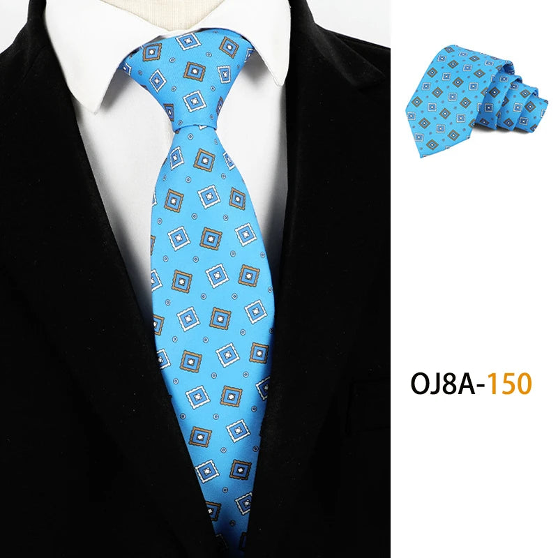 Fashion 8CM Mens Necktie Print Patterns Classic Neck Ties For Man Groom  Handfeel Polyester Necktie Business Wedding Accessories