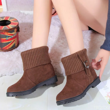 Snow boots women new autumn winter fashionable versatile round toe women's shoes simple comfortable women's short boots