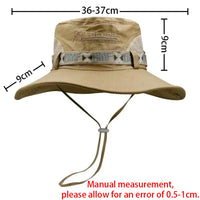 Men Bucket Hat Outdoor UV Protection Wide Brim Panama Safari Hunting Hiking Hat Mesh Fisherman Hat Beach Sunscreen Cap