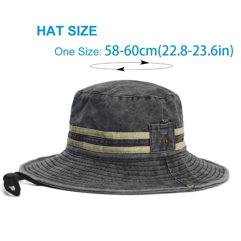Fishing Hiking Sun Hat Men Women Boonie Wide brim Bucket Hat Outdoor Safari Summer Cap Cotton Bucket Hat