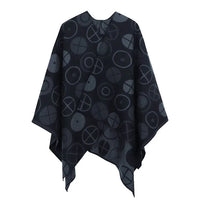 Poncho Cloak Imitation Cashmere Cloak Women's Autumn and Winter Split Shawl Casual Fashion Warm Lady Double-faced Coat Black Red