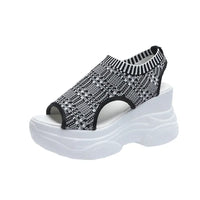 Sandals Women Summer Korean Version Fish Mouth Shoes Fashion Knitting Mesh Breathable Wedge Platform Sport Sandals Shoes Casual