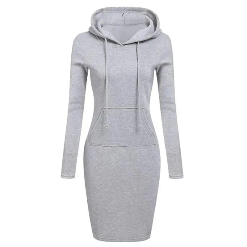 Autumn Winter Women Sportswear Hoodies Long dress Sweatshirts Patchwork Fashion Pullovers Pocket Hoodie Causal  Female Clothing