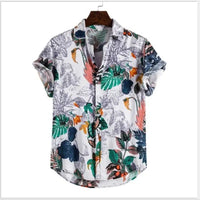 Summer Men's T-irts ort Sve Flip-Collared Stand Fit Casual irt Youth Trendy Floral Print ket Detail Iron-Free