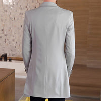 New Men's Business Casual Fashion Urban Korean Trend Slim Solid Color Small Suit Jacket Spring blazers long dress coat