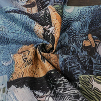 Sister Star Women's Oil Painting Ink Splash Printing Drawstring Tie Lace Multi-Pocket Loose Skinny Straight Pants Two Piece Set