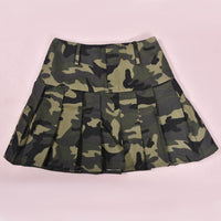 TARUXY Camouflage Olive Green Mini Skirts For Women High Waist Printed Military Pleated Skirt Streetwear Female Hot Y2k Buttom