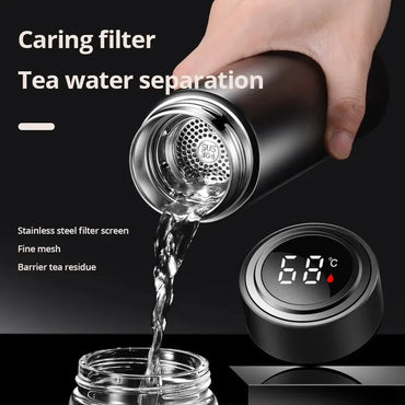 500ML Intelligent Insulated Mug Thermos Flask Tea Water Separation Stainless Steel Vacuum Kettle Coffee Mug Thermos Mug