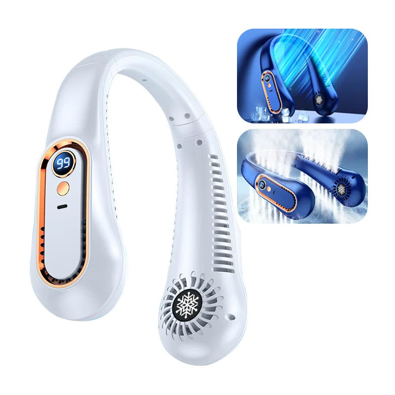 Hanging Neck Fan Digital Display Power Ventilador Bladeless Neckband Fan Portable Mini Air Cooler USB Rechargeable Electric Fans