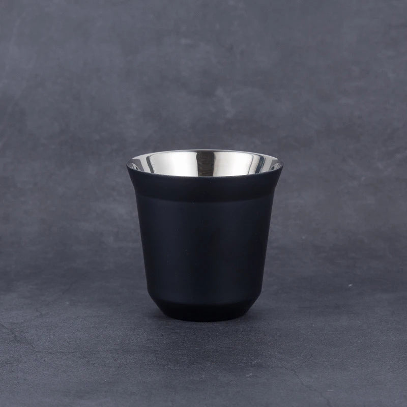 304 Stainless Steel Double-layer Coffee Cup Insulated Tea Cup Beer Cup Painted Espresso Cup Outdoor Portable Capsule Coffee Cup