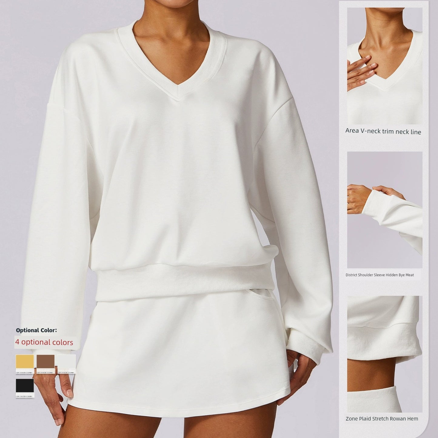 Fashion Spring Knitting Long Sleeve Sweatshirt Tops Outdoor Keep Warm Pullover All-Matching Loose-Fitting Casual Pullover V Neck