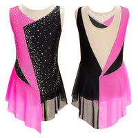 Kids Girls Sleeveless Fringed Bodysuit Moden Latin Jazz Dance Leotard Dress Rhinestones Gymnastics Skating Performance Costumes