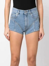 DEAT Fashion Women's Shorts Slim High Waist Zip Fly Medium Strecth Denim Cotton Splited Denim Short Pant Summer 2023 New 17A9122