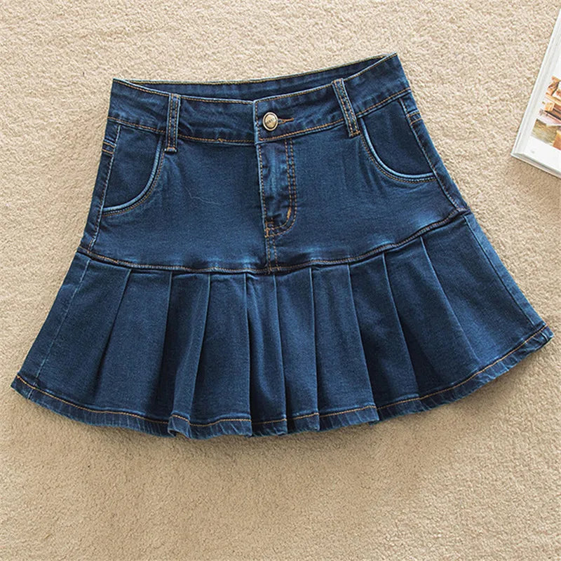 Denim Skirt With Ruffles 6XL 7XL Harajuku Y2K Jeans Skater