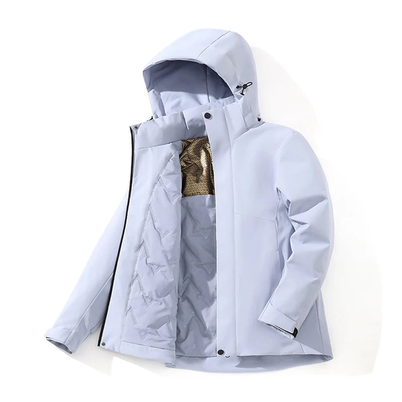 LNGXO Unisex Winter Warm Waterproof Jacket Hiking Climbing Trekking Skiing Rain Coat Men Women Windproof Fleece Windbreaker