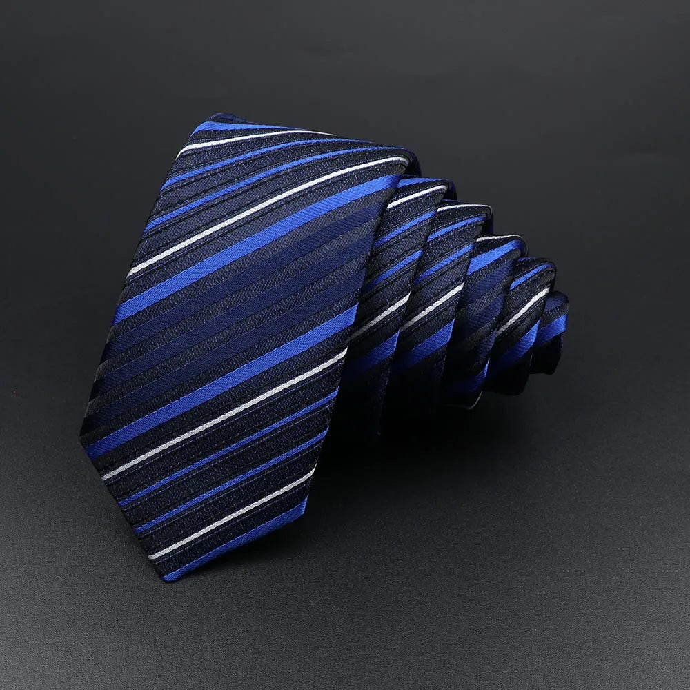 Men's Classic Skinny Stripe Necktie Red Navy Blue Ties Jacquard Woven Solid Plaid Dots Tie Daily Wear Cravat Wedding Party Gift