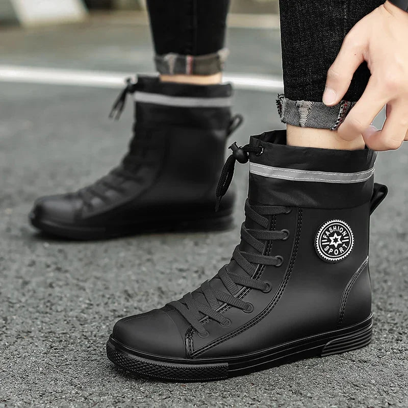 Botas 2024 Outdoor Man Boots Fashion Mens Rain Boots Four Seasons New Non-slip Comfortable Wear-resistant Men's Waterproof Shoes