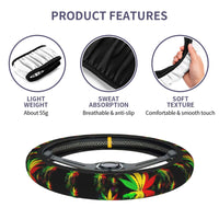 Maple Leaf Rasta Car Steering Wheel Cover 38cm Universal Reggae Rastafarian Jamaica Steering Wheel Protective Cover Car-styling