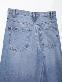 women's asymmetric design high-waisted wide-legged jeans new basic models versatile fashion straight trousers trousers