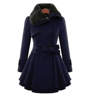 New Women 's Woolen Jacket Fashion Women 's Wear Slim Fit Long Double-Breasted Woolen Coat Women 's Windbreaker