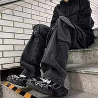 2025 Mens Workwear Jeans Multiple Pockets Loose Straight Leg Spring Autumn Wide Casual Pants  Street Fashion Long Trousers