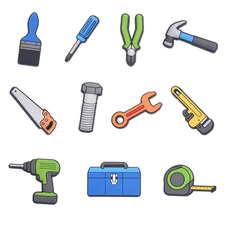 New Arrivals Hot Sale 1 Pcs Tool PVC Shoe Charms for Crocs Pin DIY Shoe Bracelet Wristband for Boys Men Party Favor Gifts