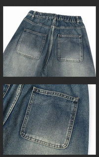 Men's Jeans Spring And Autumn Fashion Straight Tube Loose Washed Casual American Retro Original Color Wide Rivet Logging Pants