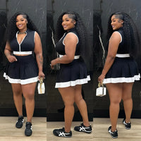CM.YAYA Women's Set Sleeveless V-neck Vest  + Pleated Skirts 2025 Summer Cute Street Beach Two 2 Piece Sets Outfits Tracksuit