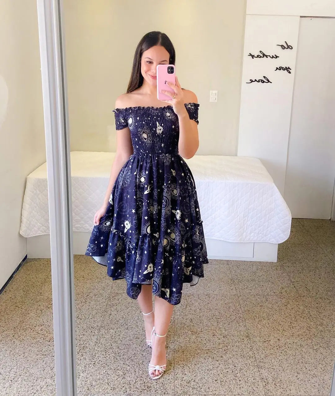 Vestido Bohemio Informal Holgado De Verano Para Mujer, Manga Corta, Cuello En V, Cintura Alta Elástica, 2025