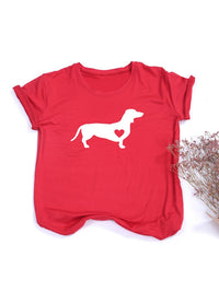 Dachshund Dog Print Women T-Shirt Dog Mom Life Streetwear Tumblr Female Causal Graphic Tees Harajuku Tops Aesthetic Camisetas